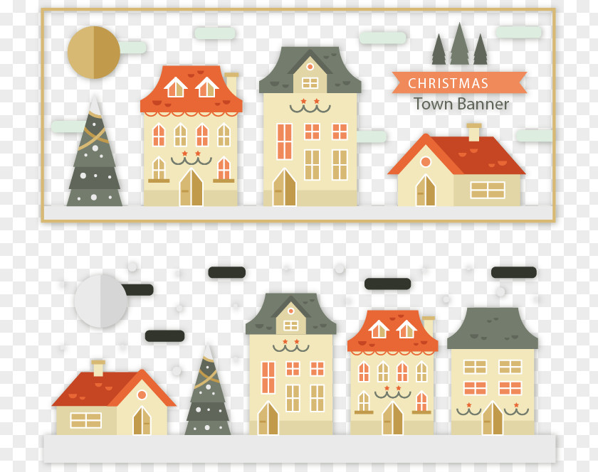 Cute Christmas Banners Town Euclidean Vector Icon PNG