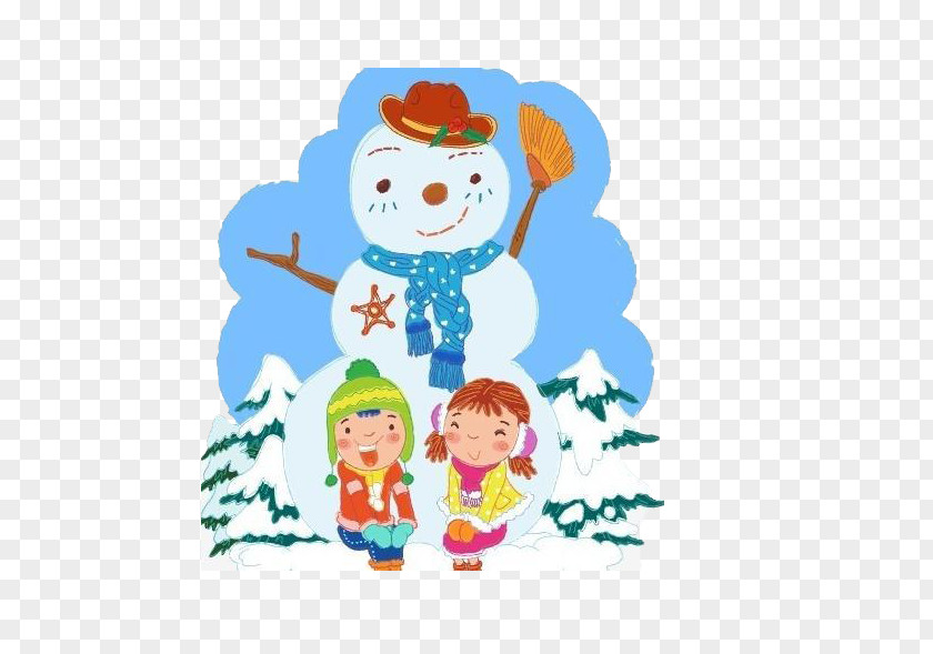 Winter Snowman Child Illustration PNG