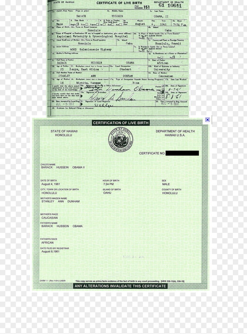 United States Barack Obama Citizenship Conspiracy Theories Birth Certificate Vital Record PNG