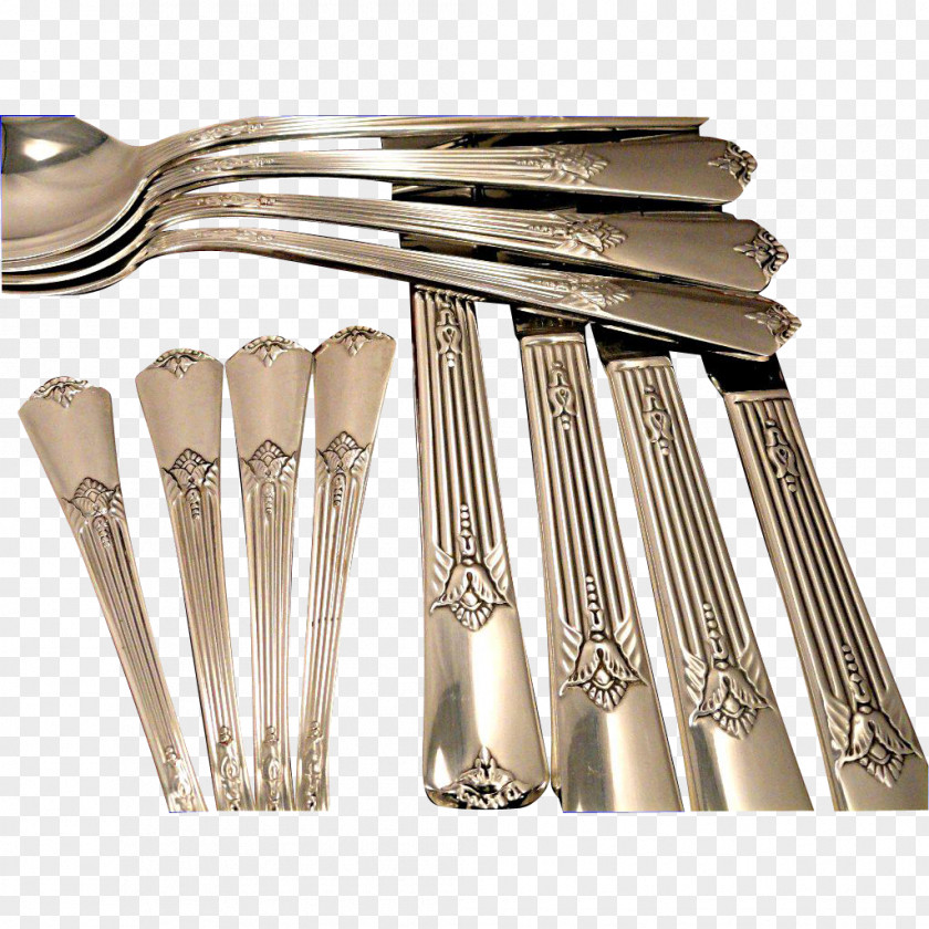 Art Deco Fork Spoon Cutlery Household Silver Oneida Limited PNG
