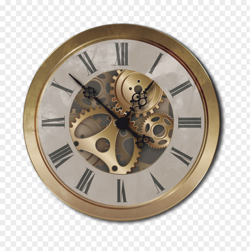 Vector Gear Watch Longcase Clock Steampunk Wall Aiguille PNG