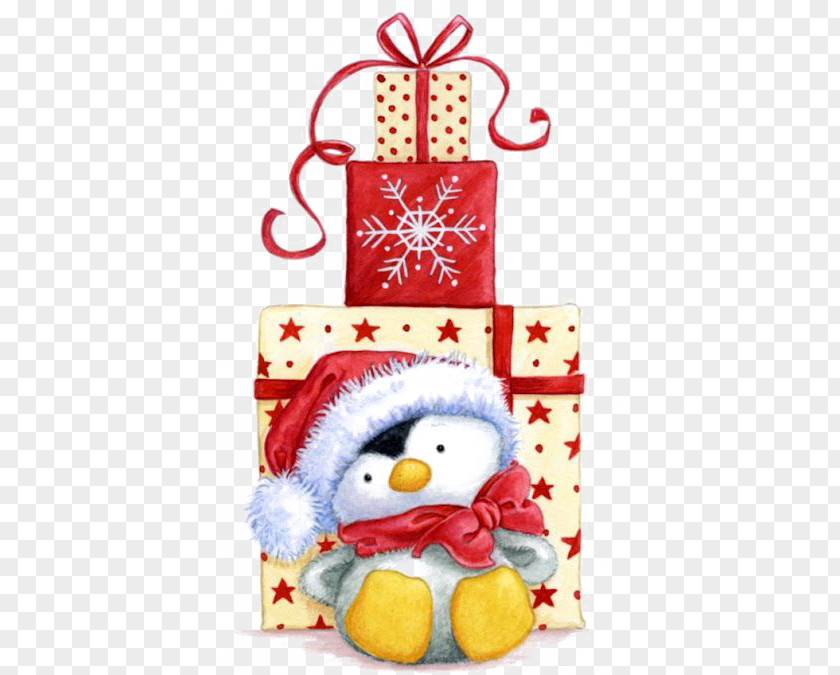 Christmas Gift Penguin Santa Claus Clip Art PNG