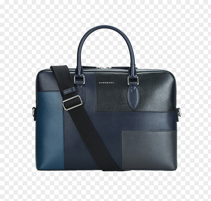 Burberry Blue Briefcase Leather Handbag Hand Luggage PNG