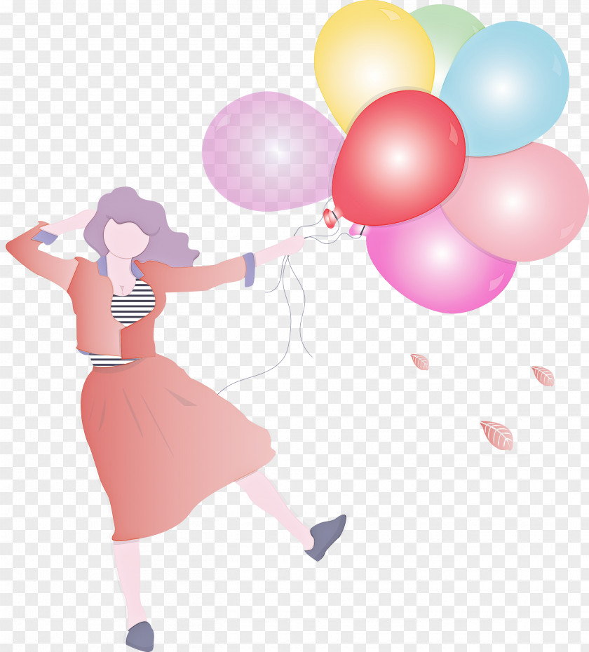 Girl Balloon Party PNG