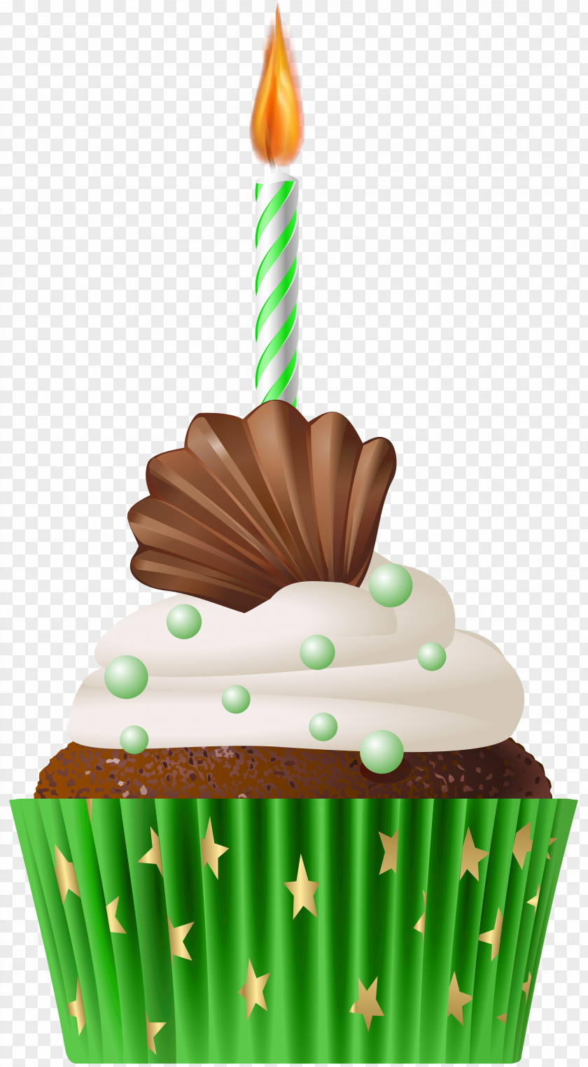 Birthday Muffin Green With Candle Clip Art Cake PNG