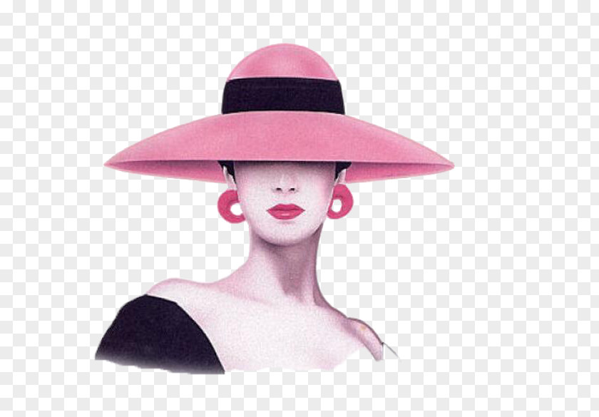 Beautiful Models Drawing Painting Decoupage Hat Illustration PNG