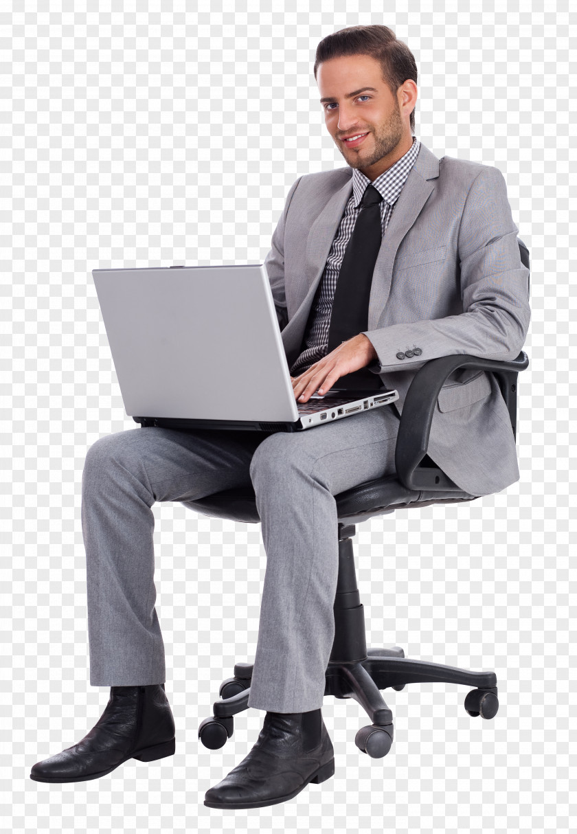 Sitting Man Laptop Desk Businessperson PNG