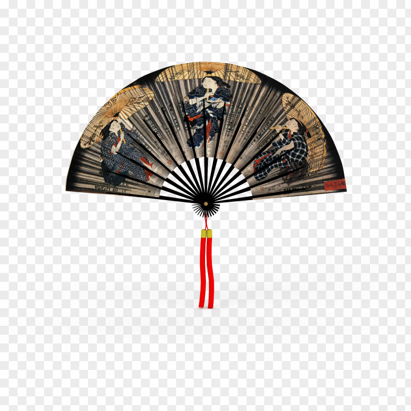 Black Japanese Folding Fan Paper Hand PNG