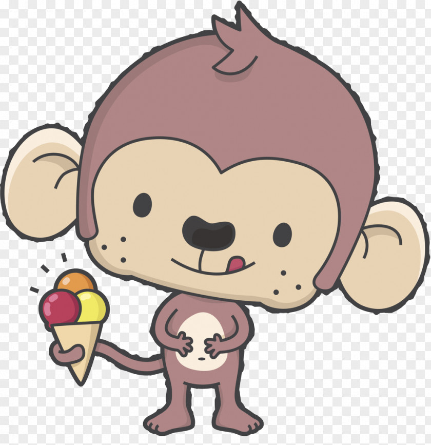 Cartoon Monkey Ice Cream Ape PNG