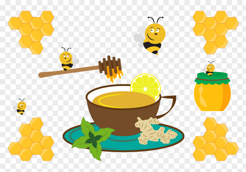 Yellow Lemon Tea Bee Yuja-cha Clip Art PNG