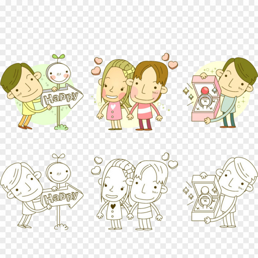 Cartoon Couple Q-version Significant Other Valentines Day Illustration PNG