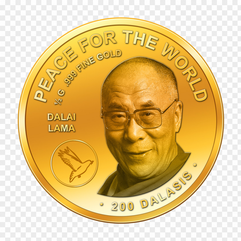Coin Gold Dalai Lama PNG