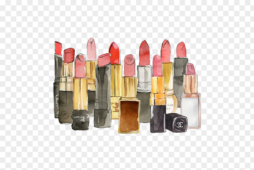 Watercolor Lipstick The Lust List Colouring Book Painting Drawing Fashion Illustration PNG