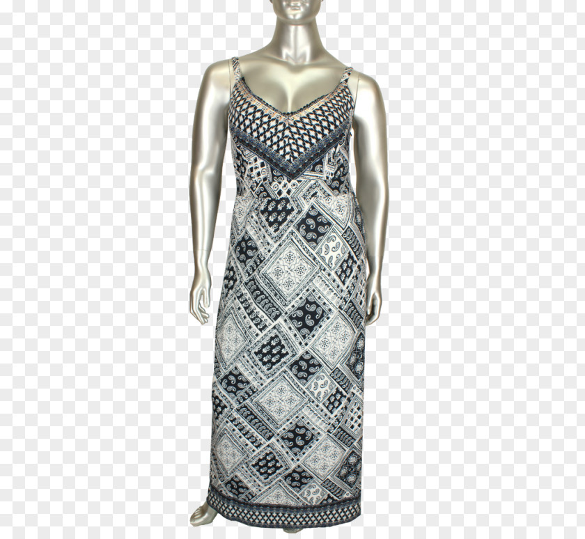 Navy Border Cocktail Dress Gown Neck PNG