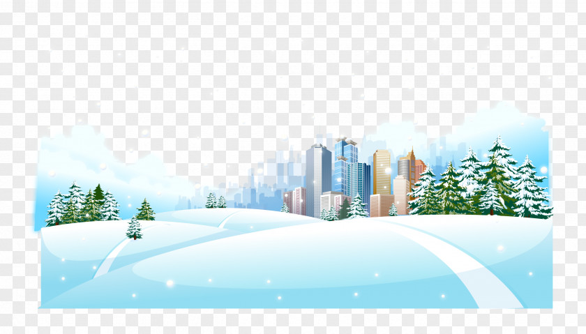 Snowy City Poster Wallpaper PNG