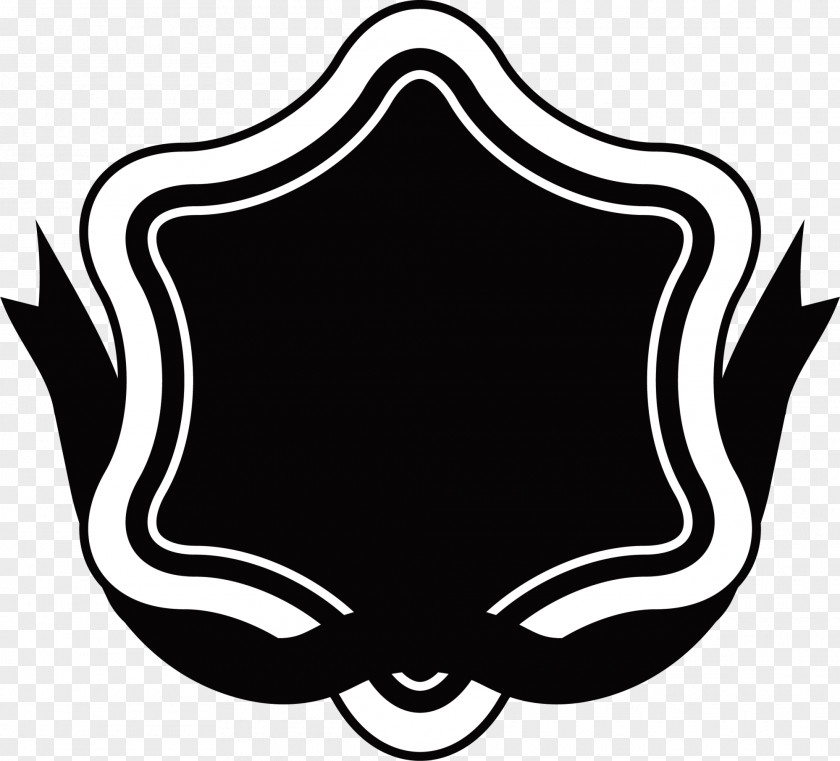 Black Star Logo Ribbon Label Clip Art PNG