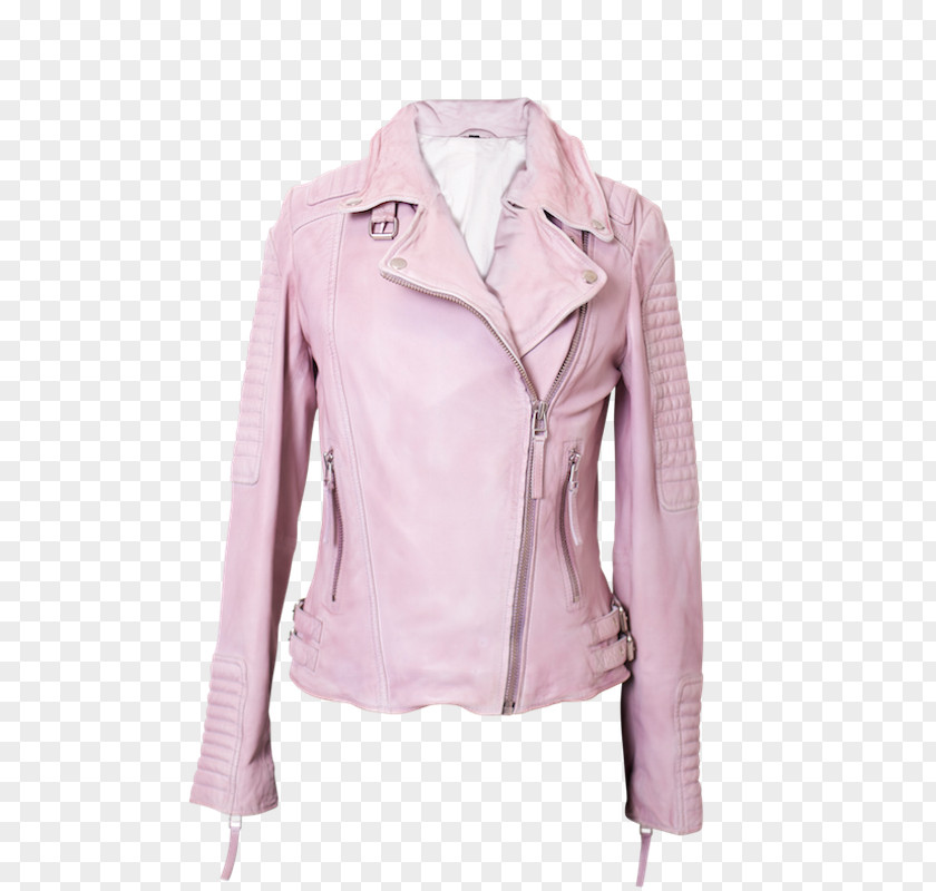 Jacket Leather Outerwear Sleeve Pink M PNG