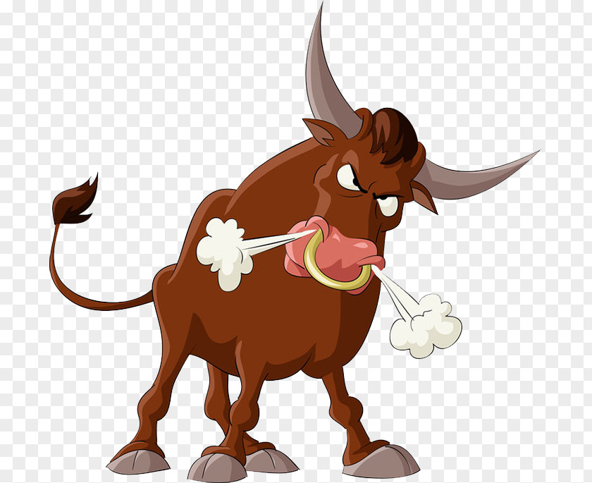 Red Bull Cattle Cartoon Illustration PNG