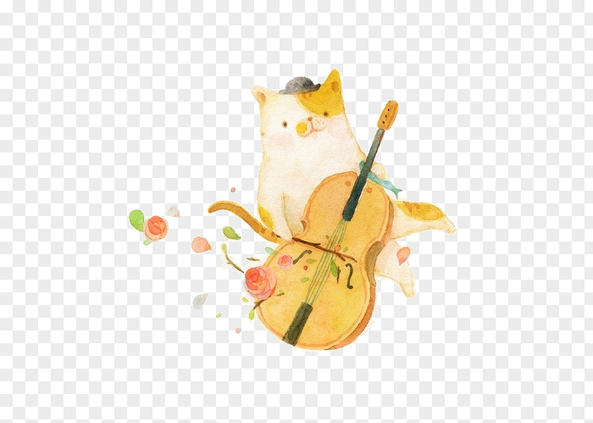 Kitten And Violin Cats T-shirt Cello PNG