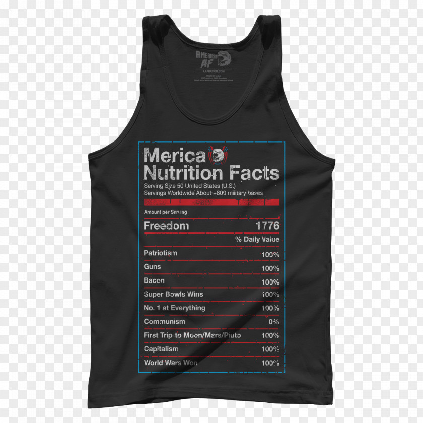 Nutrition FACTS United States T-shirt Gilets Ingredient Sleeveless Shirt PNG