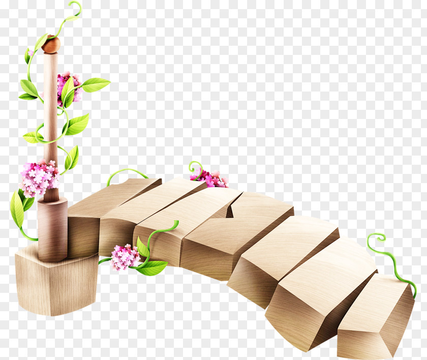 Wooden Stairs Green Vines Designer PNG