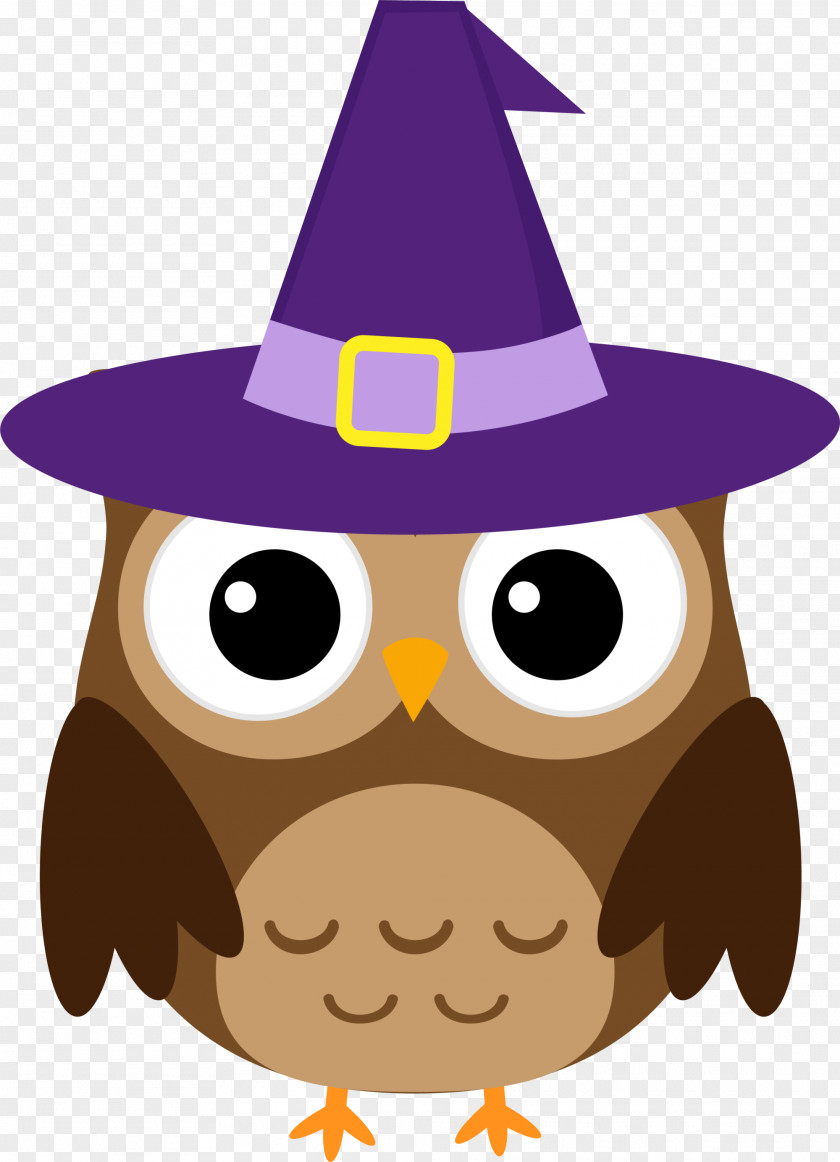 Brown Wizard Owl Halloween Clip Art PNG