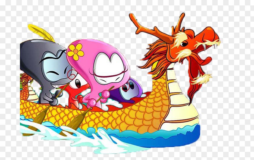 Cartoon Hand Painted Dragon Boat Zongzi Festival Bateau-dragon U7aefu5348 PNG