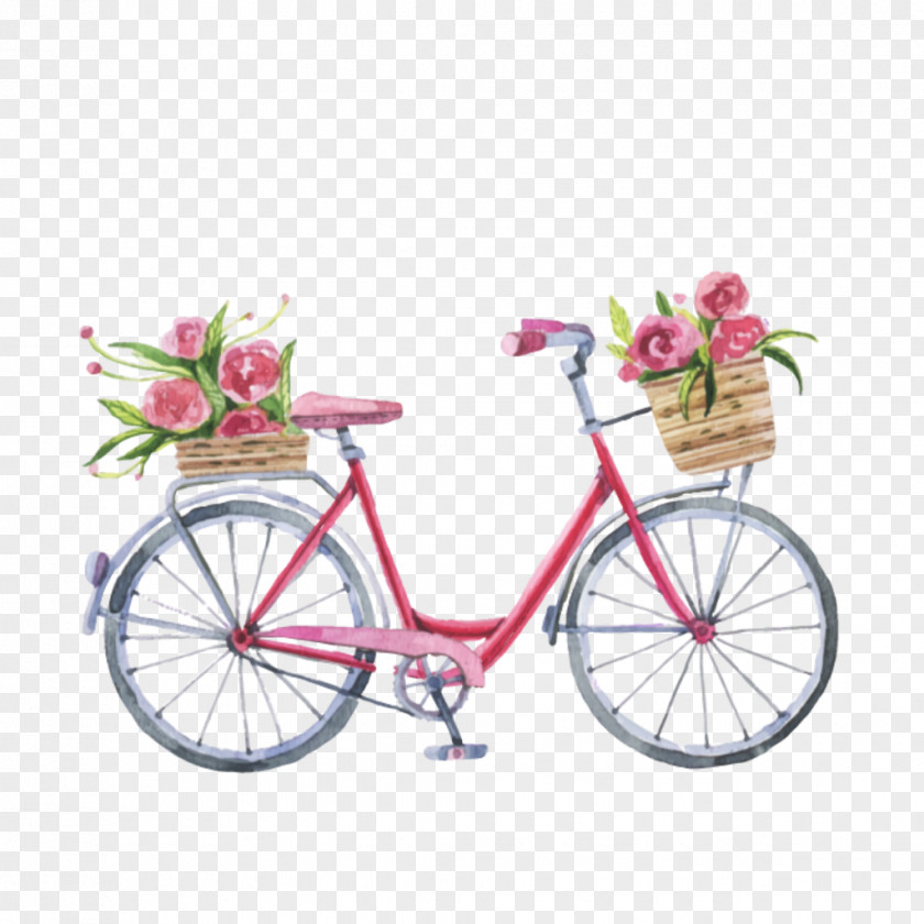 Bicycle Baskets Drawing City Illustration PNG