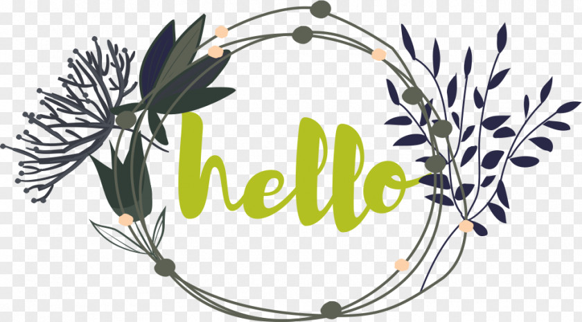 Hello Plant Garland Wreath PNG
