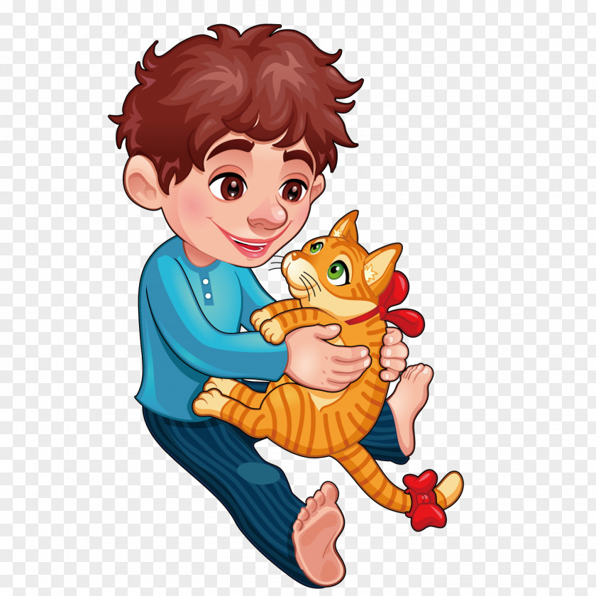 Vector Cat Playing Cartoon Illustration PNG