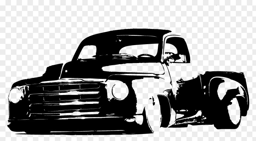 Hot Rod Pickup Truck Car Black And White Wall Decal PNG