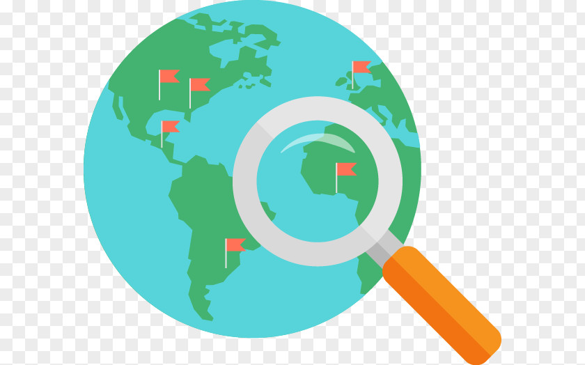 Search Magnifying Glass Earth Flat Design Information Illustration PNG