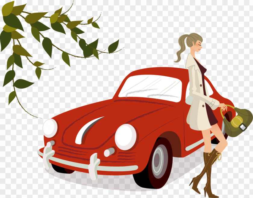 Car Fashion Woman Audi A3 Illustration PNG