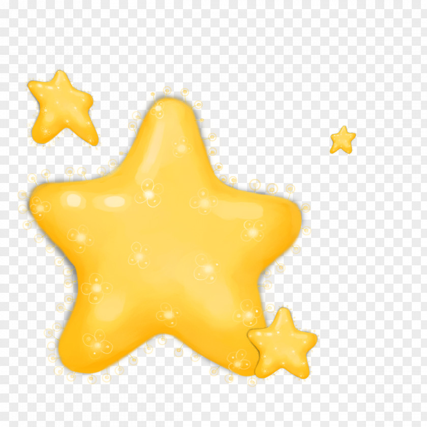 Golden Star Pattern Cartoon Yellow Starfish PNG