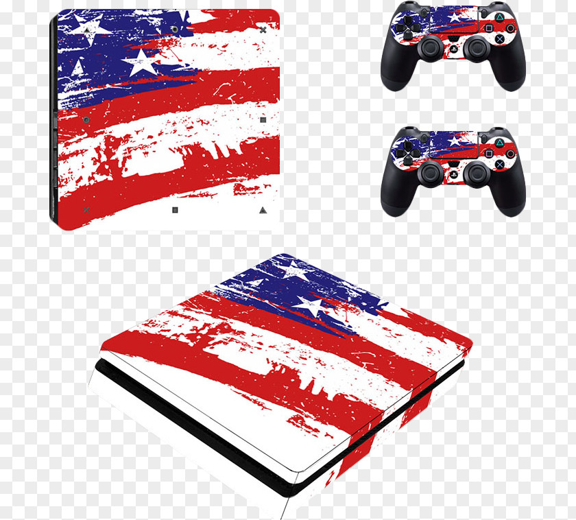 United States Flag Of The Sony PlayStation 4 Slim Video Game Consoles PNG