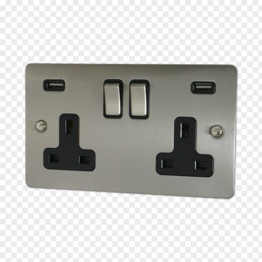 USB AC Power Plugs And Sockets Brushed Metal Electrical Switches Dimmer PNG