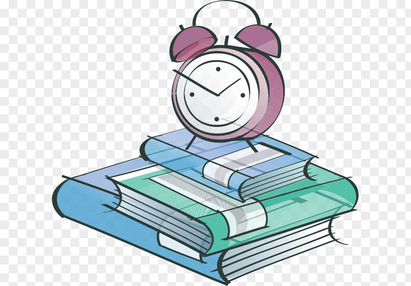 Cartoon Alarm Book Decoration Pattern Clock Clip Art PNG