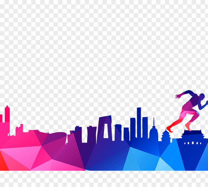 People Running In The City Poster PNG