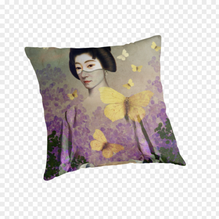 Butterfly Aestheticism Throw Pillows Cushion Purple Kunstdruck PNG