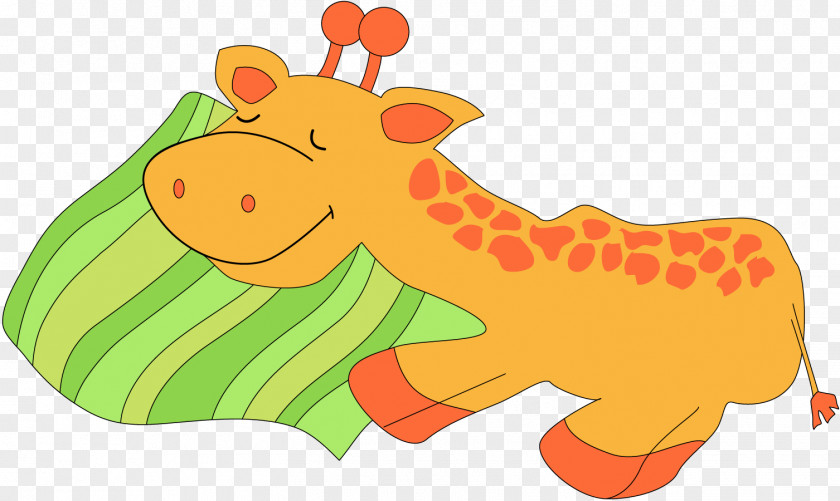 Giraffe Orange Animals Sleep Cat Clip Art PNG