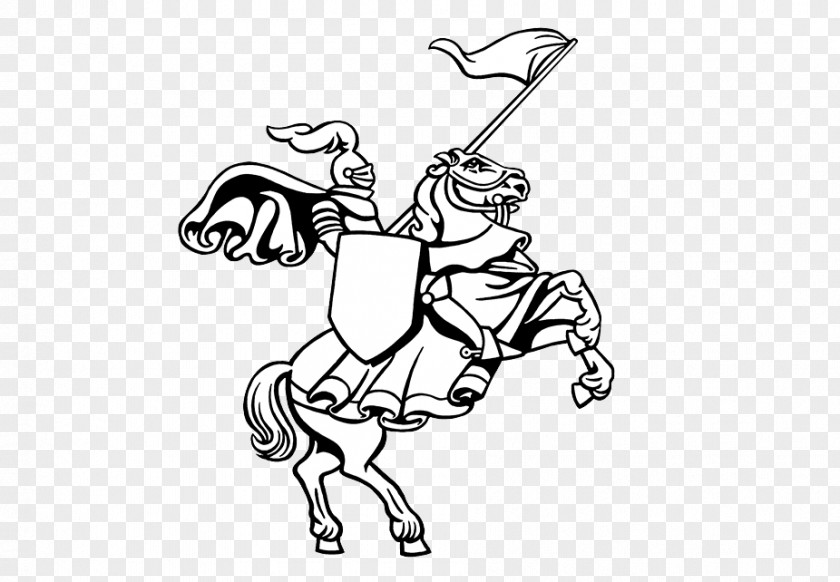 Line Drawing Horses Horse Crusades Stallion Knight Rearing PNG