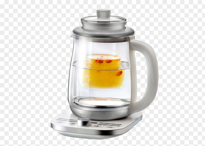 Silver Double Glass Electric Kettle Blender Teapot Electricity PNG