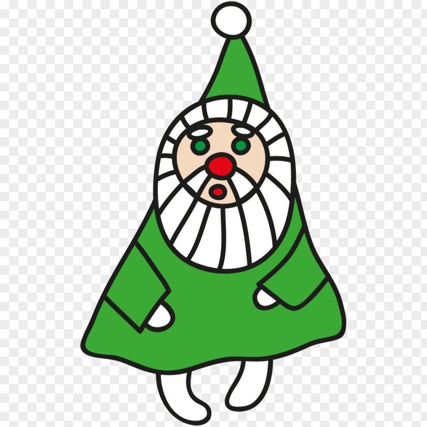 Cartoon Hand Painted Creative Green Santa Claus Christmas Tree PNG