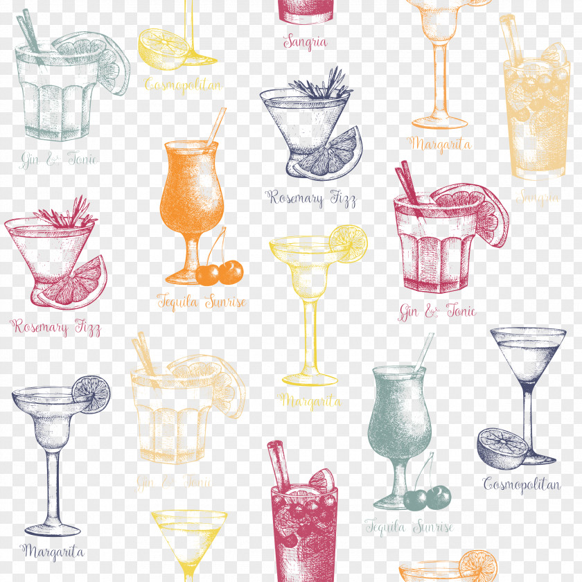 Beautifully Hand-painted Cups Drinks Vector Material Cocktail Cosmopolitan Martini Drink Alcoholic Beverage PNG