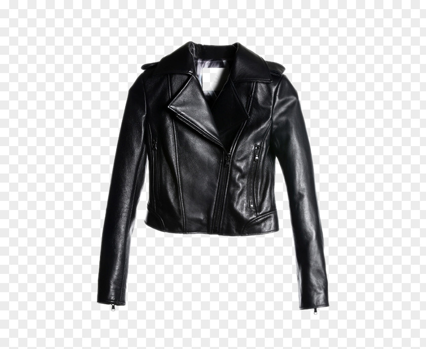 Black Sheepskin Jacket Leather T-shirt PNG