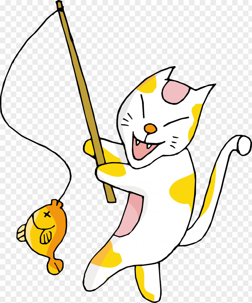 Cartoon Cat Vector Angling PNG