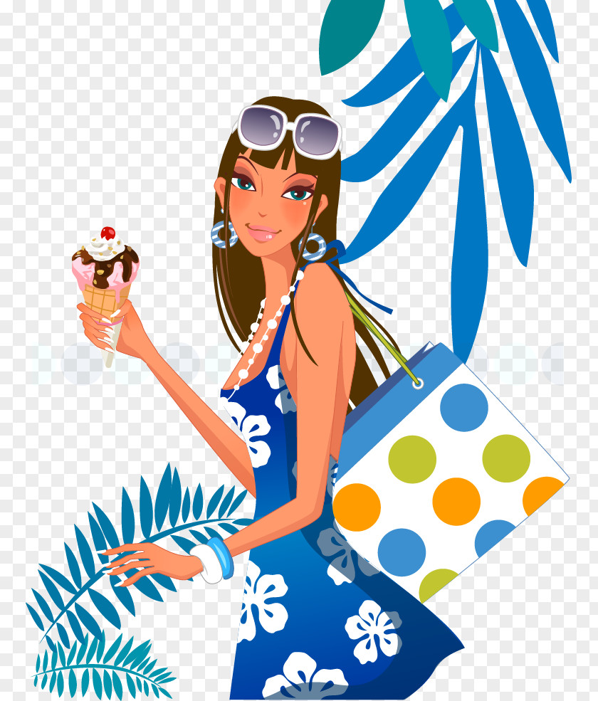Eating Ice Cream Fashion Beauty Vector Material Graphic Design Clip Art PNG