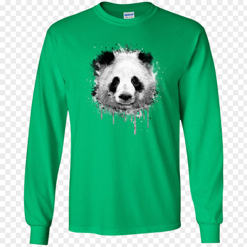 Watercolor Panda Long-sleeved T-shirt Hoodie Gildan Activewear PNG