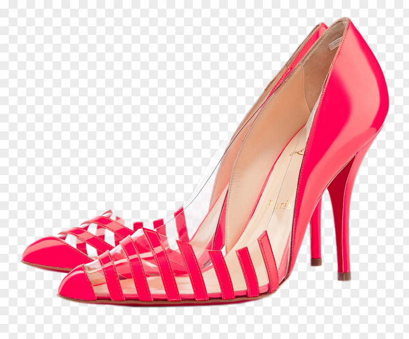 Neon Text Court Shoe High-heeled Peep-toe Red PNG