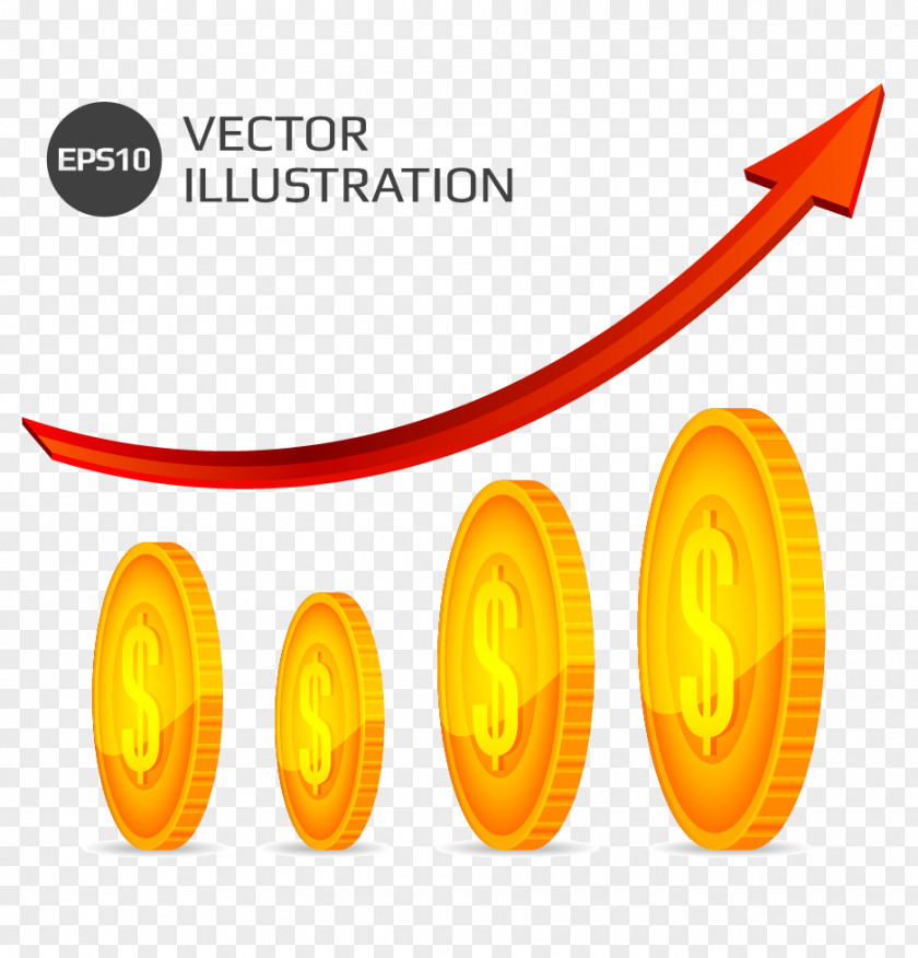 Coins And Growth Arrow Image Download Euclidean Vector Coin Drawing PNG